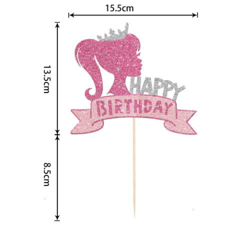 Barbie happy birthday taarttopper
