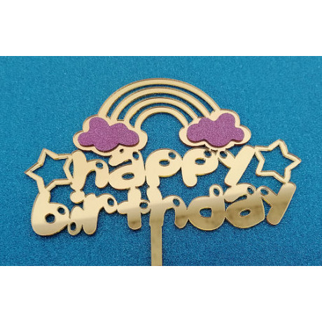 Happy Birthday regenboog  goud