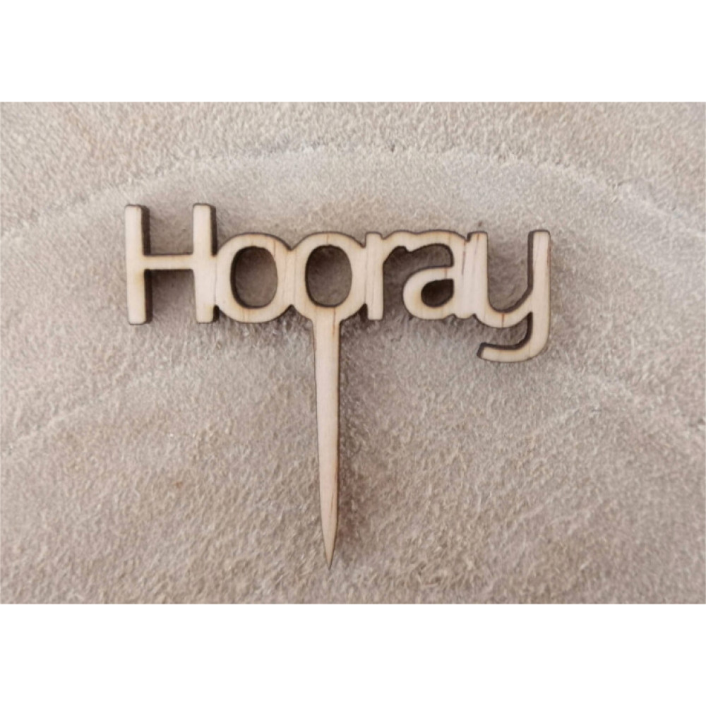 6 Cupcake toppers "Hooray"
